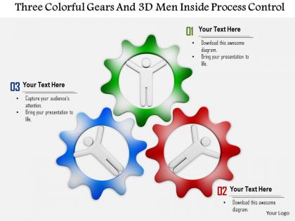 1114 three colorful gears and 3d men inside process control ppt graphics icons