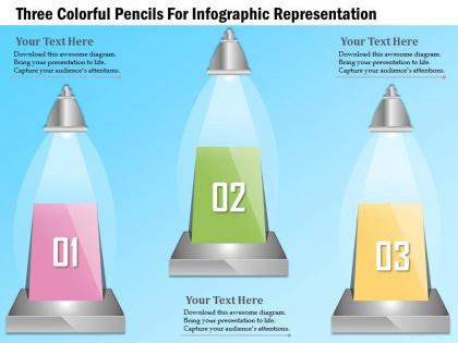 1114 three colorful pencils for infographic representation powerpoint template
