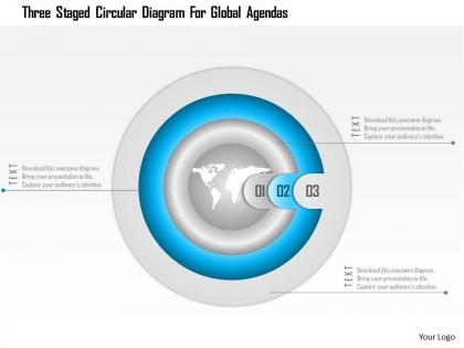 1114 three staged circular diagram for global agendas powerpoint template