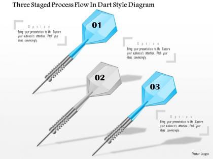 1114 three staged process flow in dart style diagram powerpoint template