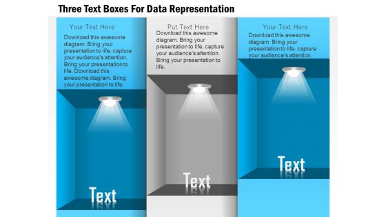 1114 three text boxes for data representation powerpoint template