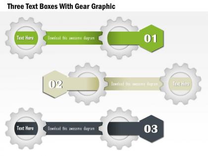 1114 three text boxes with gear graphic powerpoint template