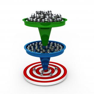 1114 two levels sales funnel with target stock photo