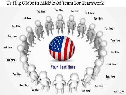 1114 us flag globe in middle of team for teamwork ppt graphics icons