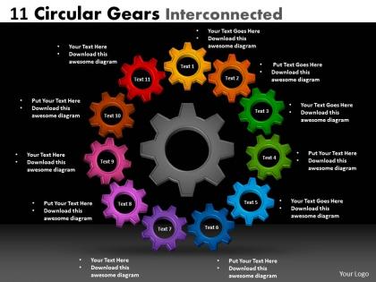 11 circular gears interconnected