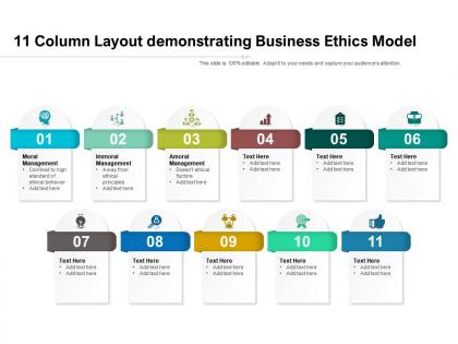 11 column layout demonstrating business ethics model
