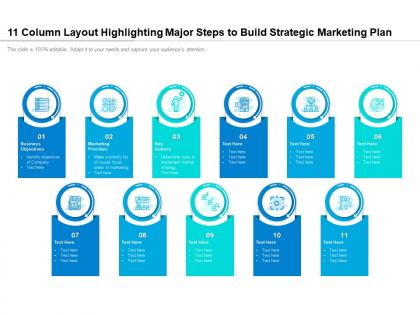 11 column layout highlighting major steps to build strategic marketing plan