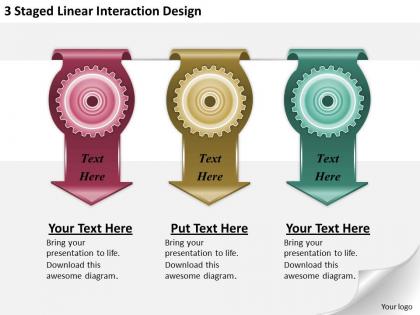1213 business ppt diagram 3 staged linear interaction design powerpoint template