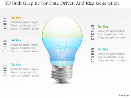 1214 3d bulb graphic for data driven and idea generation powerpoint slide