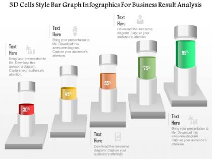 1214 3d cells style bar graph infographics for business result analysis powerpoint template