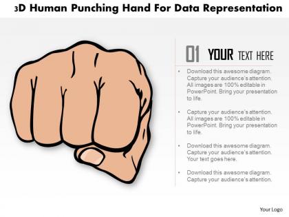 1214 3d human punching hand for data representation powerpoint template