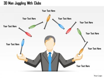 1214 3d man juggling with clubs powerpoint template