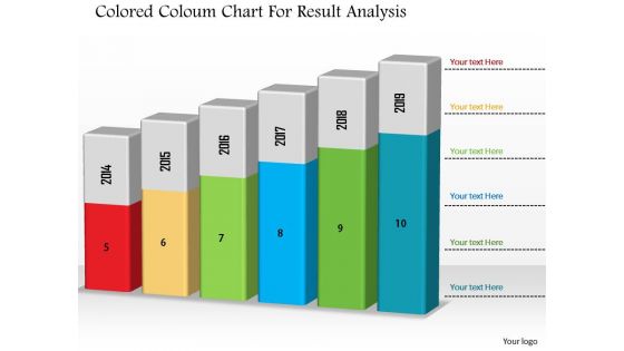 1214 colored coloum chart for result analysis powerpoint slide