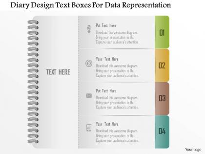 1214 diary design text boxes for data representation powerpoint template