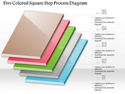 1214 five colored-square step process diagram powerpoint template