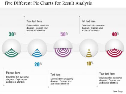 1214 five different pie charts for result analysis powerpoint template