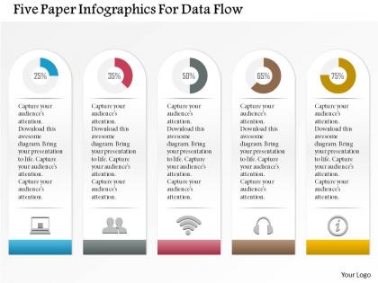 1214 five paper infographics for data flow powerpoint template