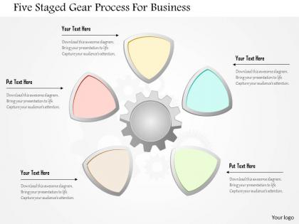 1214 five staged gear process for buisness powerpoint template