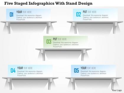 1214 five staged infographics with stand design powerpoint template