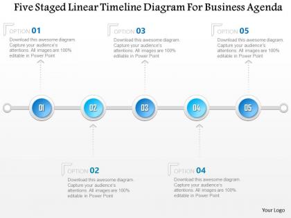 1214 five staged linear timeline diagram for business agenda powerpoint template