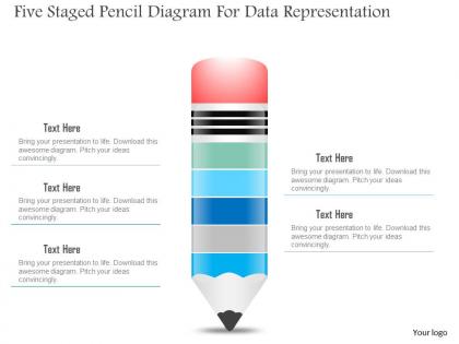 1214 five staged pencil diagram for data representation powerpoint slide