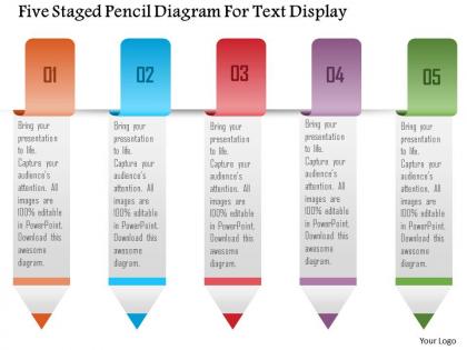 1214 five staged pencil diagram for text display powerpoint template