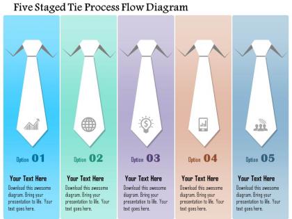 1214 five staged tie process flow diagram powerpoint template