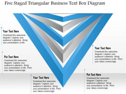 1214 five staged triangular business text box diagram powerpoint template
