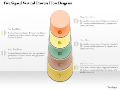 1214 five stgaed vertical process flow diagram powerpoint template