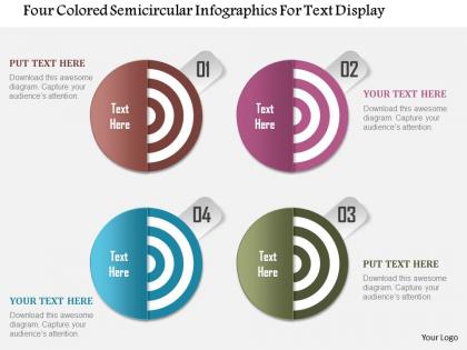 1214 four colored semicircular infographics for text display powerpoint template