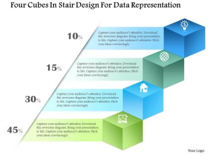 1214 four cubes in stair design for data representation powerpoint template