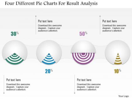 1214 four different pie charts for result analysis powerpoint template