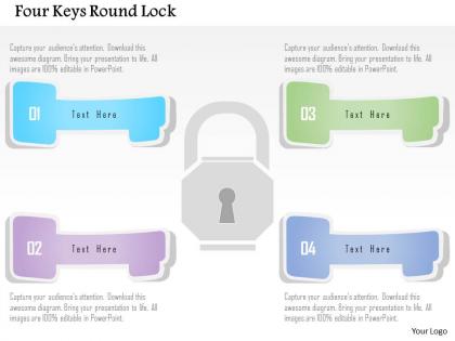 1214 four keys round lock powerpoint template
