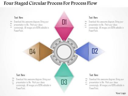 1214 four staged circular process for process flow powerpoint template