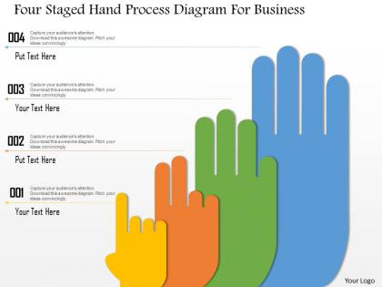 1214 four staged hand process diagram for business powerpoint template