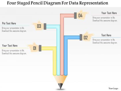 1214 four staged pencil diagram for data representation powerpoint template