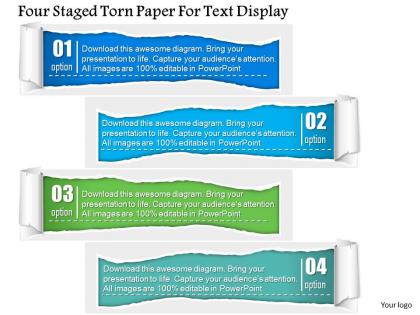 1214 four staged torn paper for text display powerpoint template