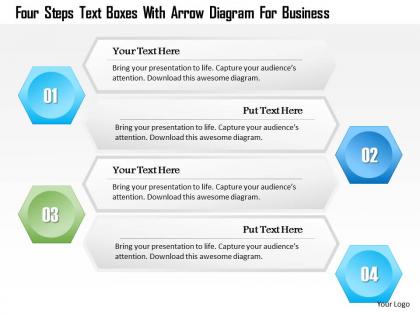 1214 four steps text boxes with arrow diagram for business powerpoint template