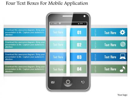 1214 four text boxes for mobile application powerpoint template