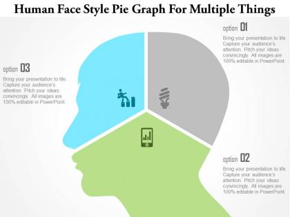 1214 human face style pie graph for multiple things powerpoint template
