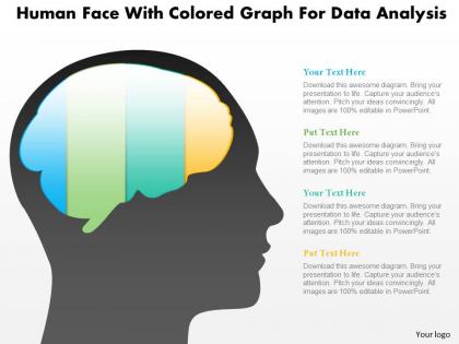 1214 human face with colored graph for data analysis powerpoint slide