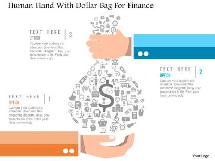 1214 human hand with dollar bag for finance powerpoint template