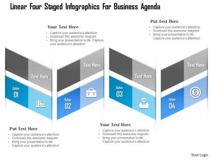 1214 linear four staged infographics for business agenda powerpoint template