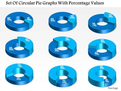1214 set of circular pie graphs with percentage values powerpoint template