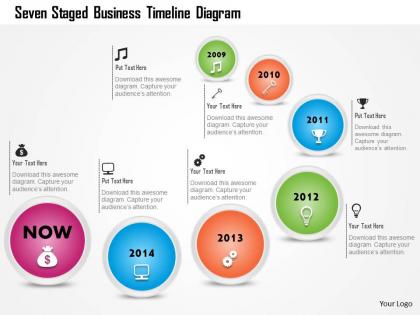 1214 seven staged business timeline diagram powerpoint template