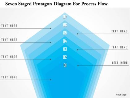 1214 seven staged pentagon diagram for process flow powerpoint template