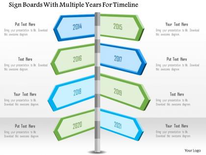 1214 sign boards with multiple years for timeline powerpoint template