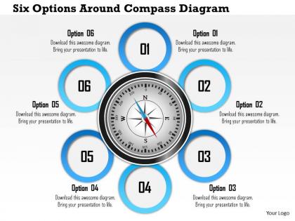 1214 six options around compass diagram powerpoint presentation
