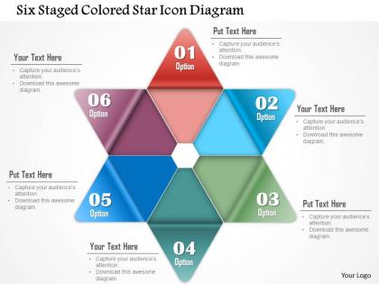 1214 six staged colored star icon diagram powerpoint template