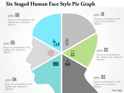 1214 six staged human face style pie graph powerpoint template